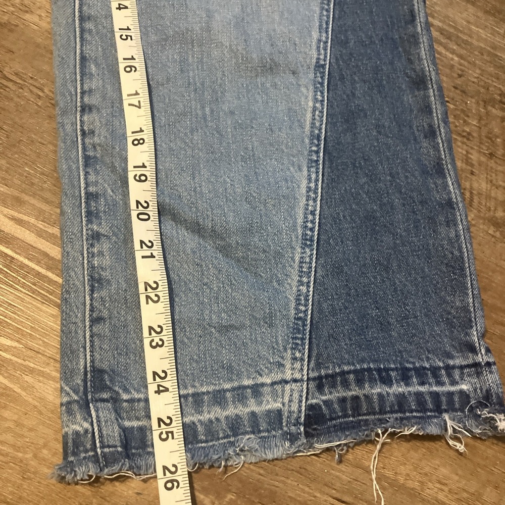 Women's Two-Tone Light Blue Cropped Jeans - Picture 3 of 10